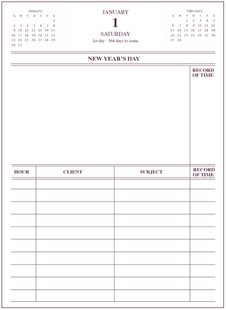 Image of Daily Diary sample page