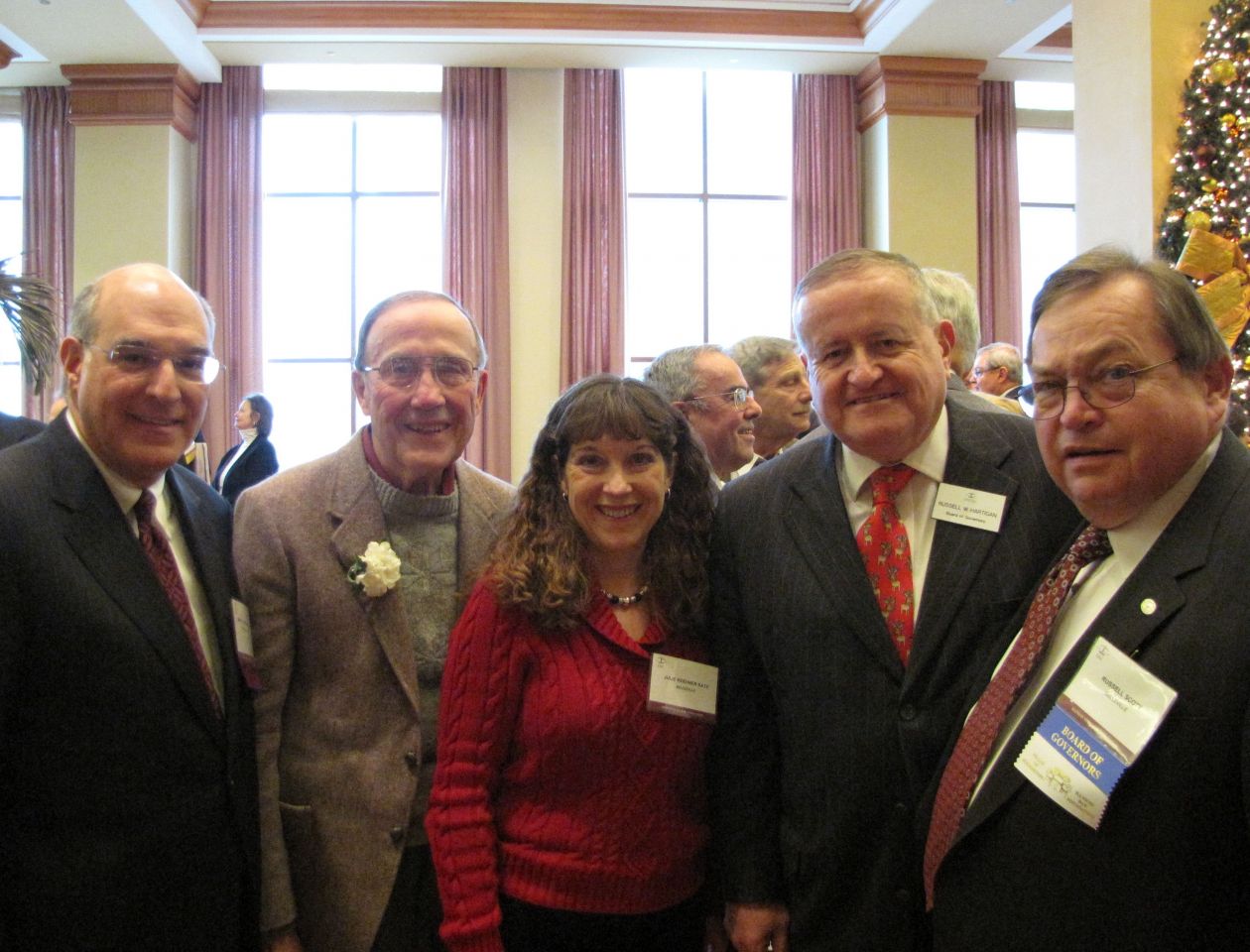 (Click to enlarge) ISBA President-Elect Mark Hassakis, Class of 1959 honoree Jim Keehner, his daughter, Julie Keehner Katz and ISBA Board of Governors members Russell Hartigan and Russell Scott