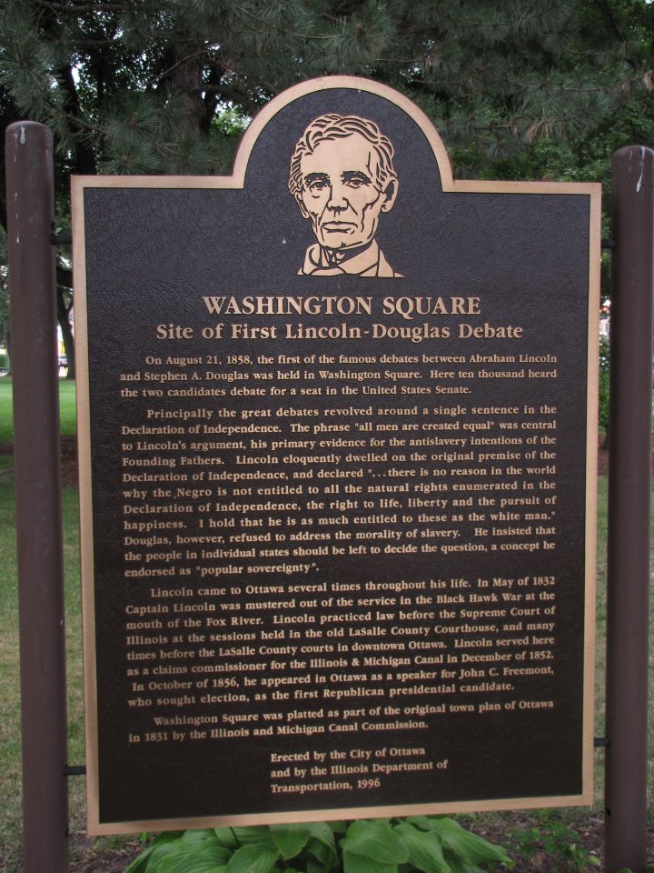 Plaque commemorating the 1st Lincoln-Douglas debate