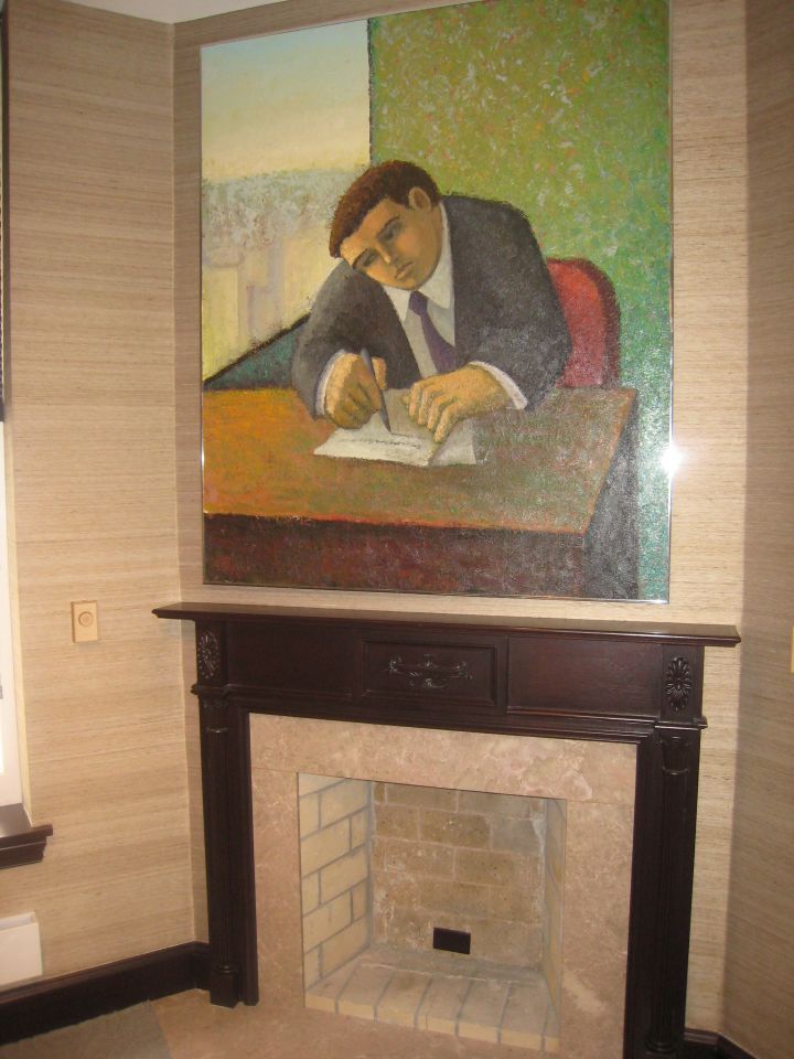 A fireplace original to the 1888 building