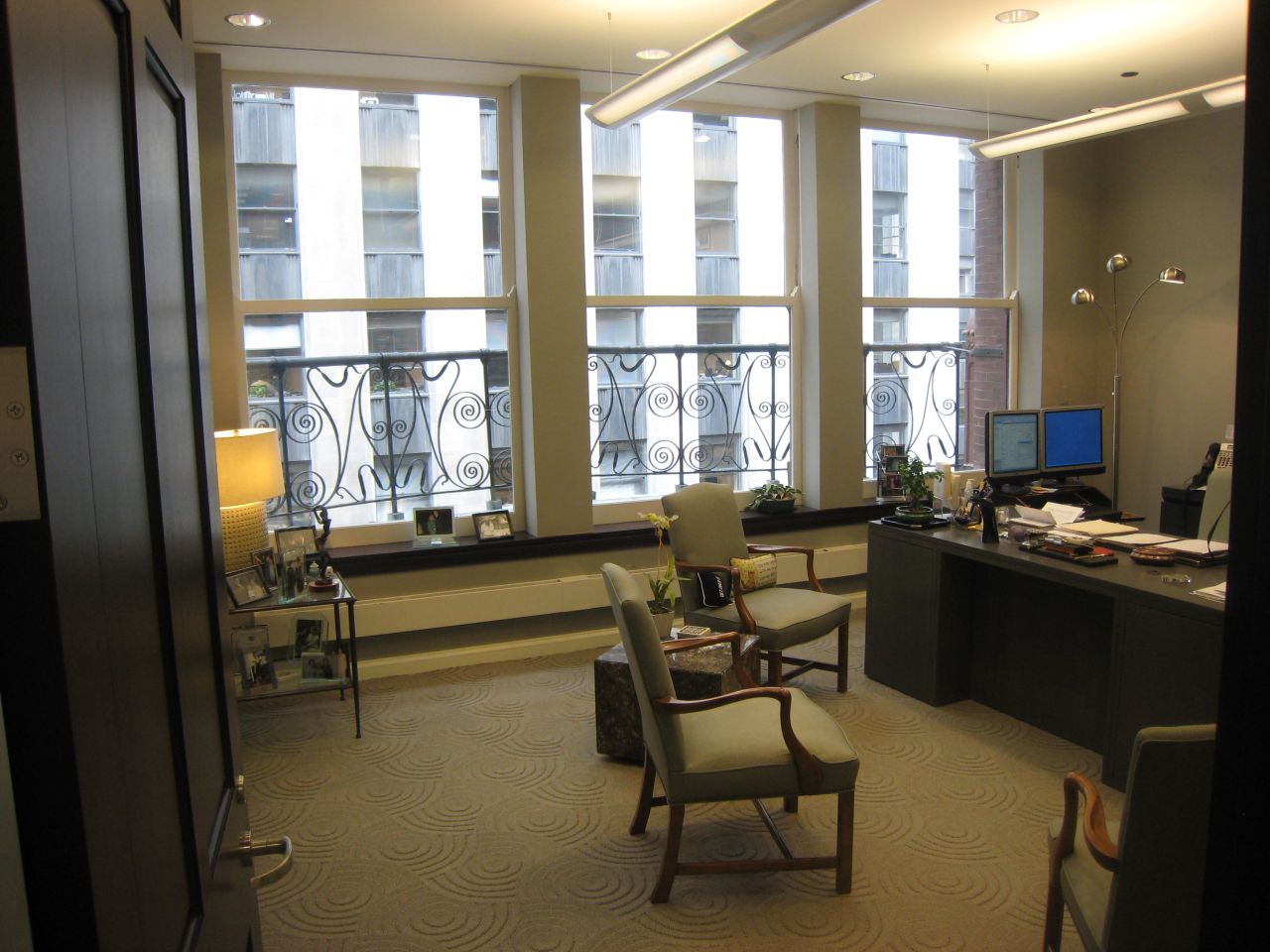 Laurel Bellows' office with wrought iron balcony