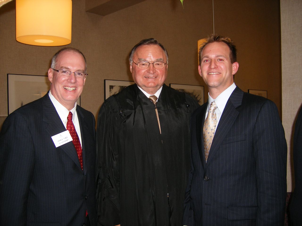 ISBA 3rd Vice President John Thies, Justice Karmeier and new admittee Joshua Humbrecht, ISBA President Elect Mark Hassakis' law clerk