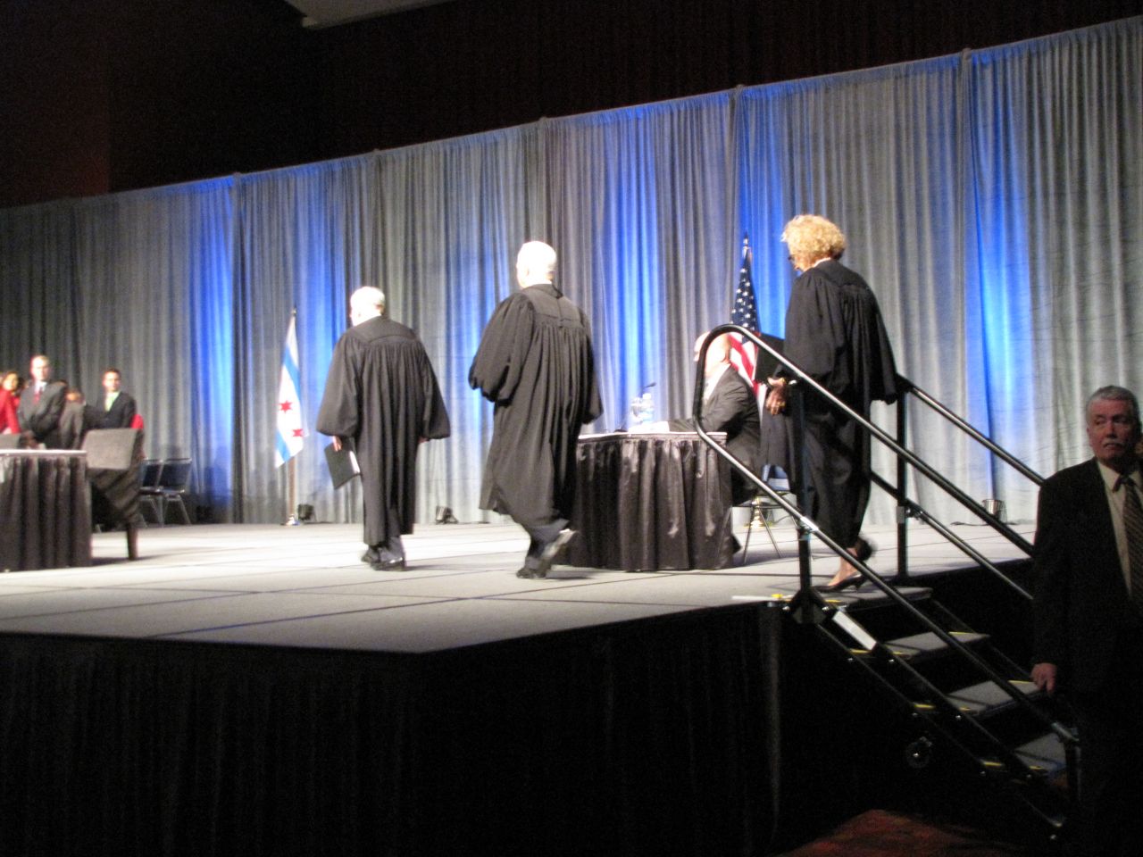 Justices Freeman, Fitzgerald and Burke arrive at the admissions ceremony.