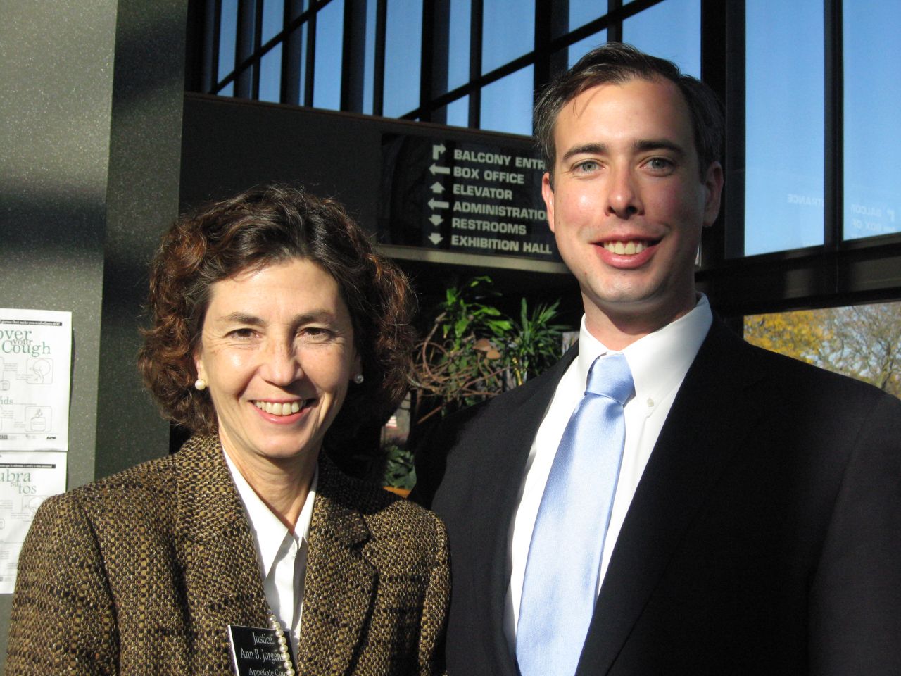 Appellate Justice Ann B. Jorgensen with new admittee Ben Weaver of McHenry