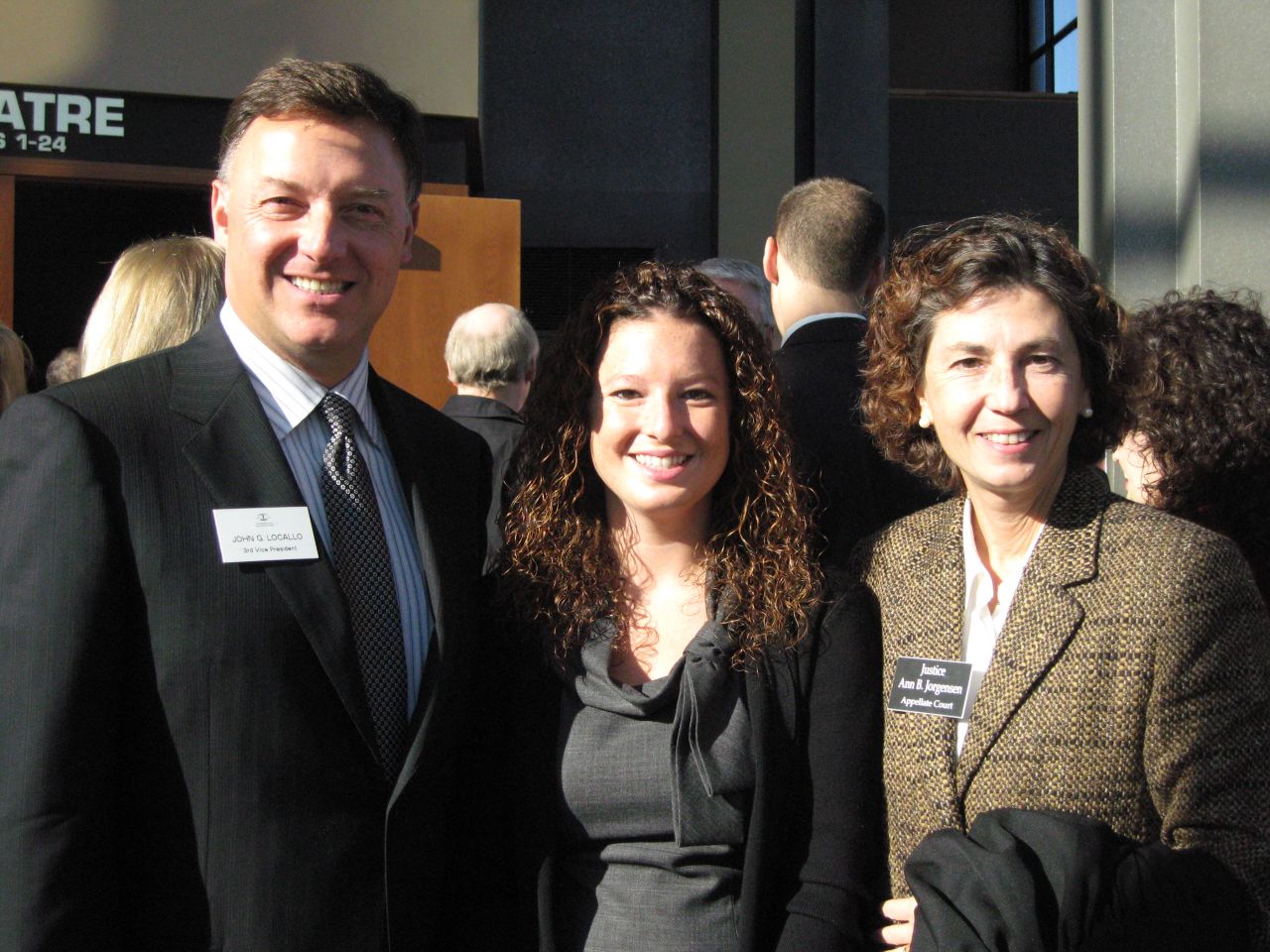 ISBA 2nd Vice President John Locallo, new admittee Taylor Polachek of Barrington, and Appellate Justice Ann B. Jorgensen
