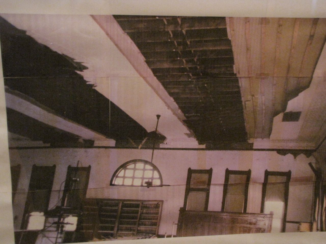 Photo showing damage from roof collapse