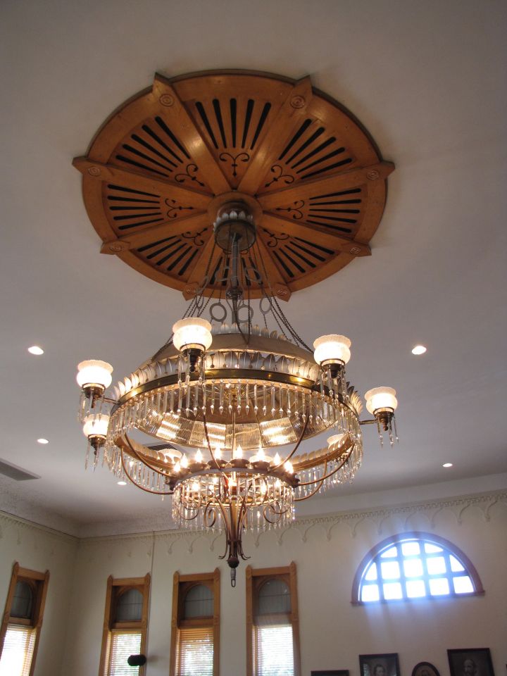 The chandelier and medallion are original to the courthouse.
