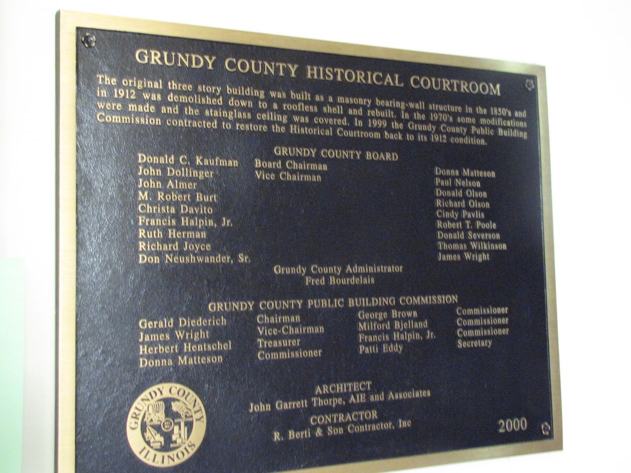Historic marker outside courtroom