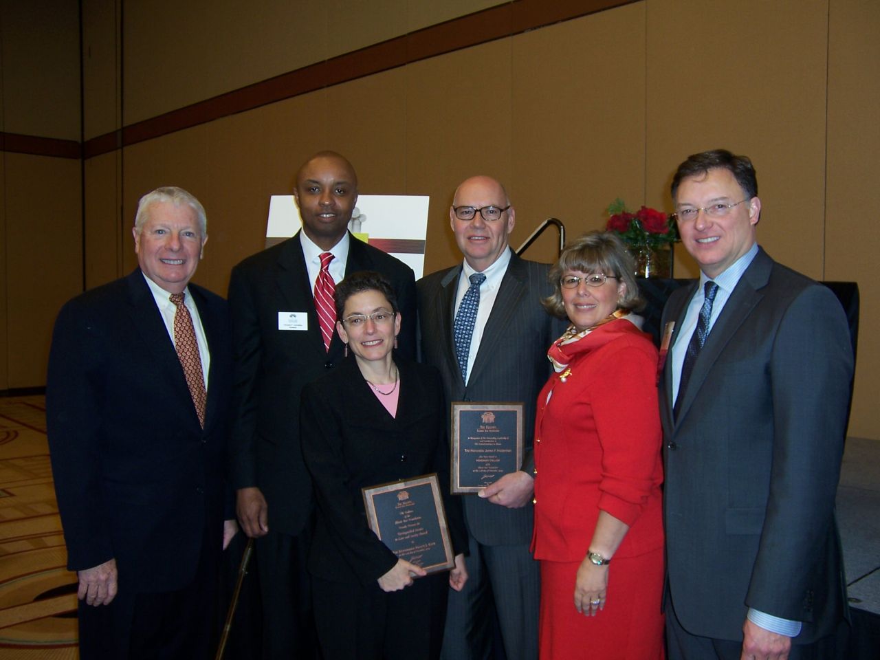 Left to right: David Sosin, Vince Cornelius, Judge Katz, Chief Judge Holderman, Paula Holderman, John Locallo