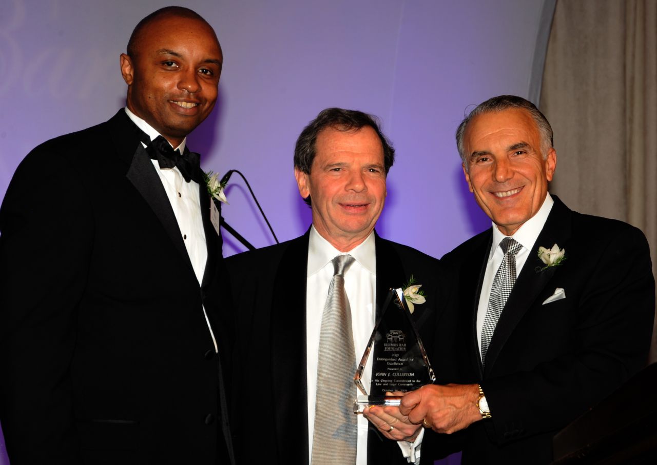 IBF Board President Vince Cornelius, State Sen. President John Cullerton and Award Presenter Michael Monico