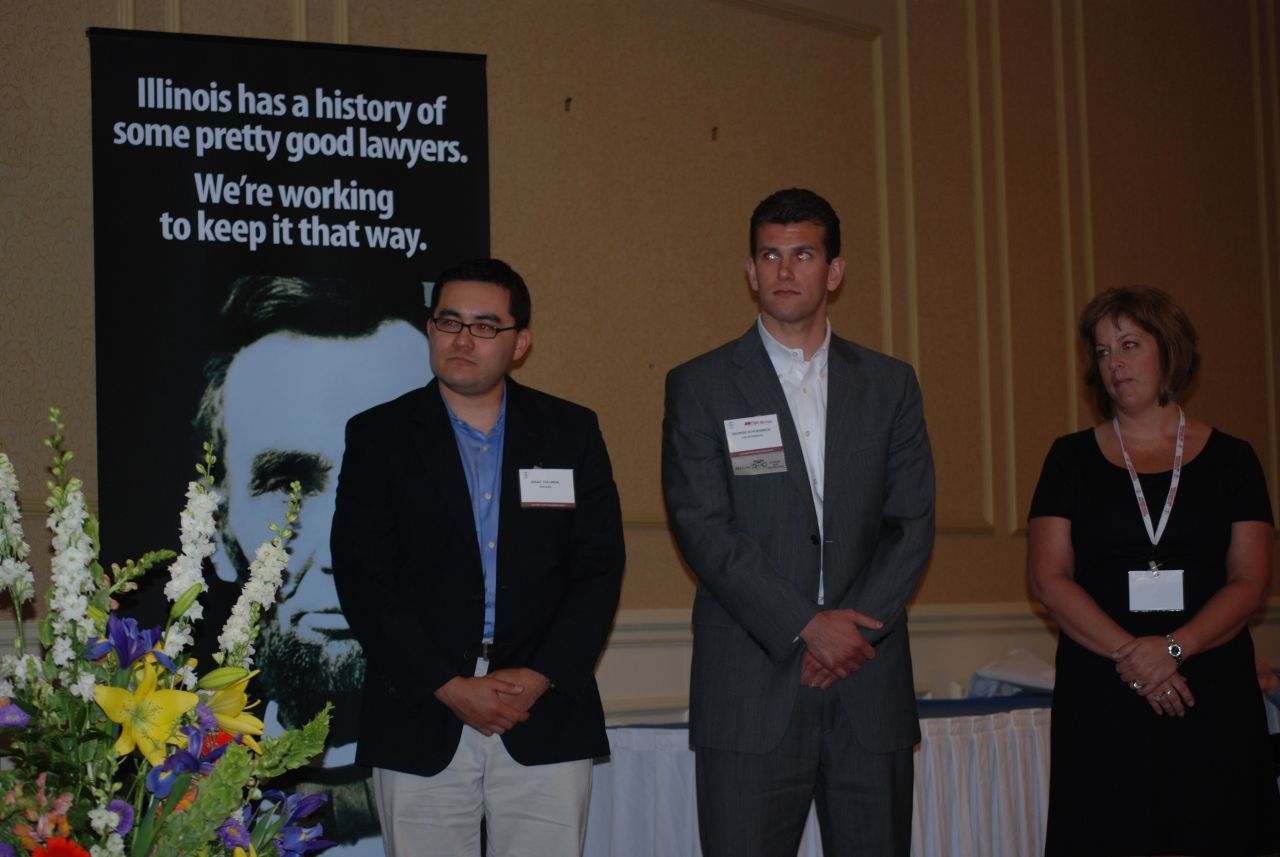 ISBA Lincoln Award Legal Writing Contest winners Isaac Colunga, George Schoenbeck, Kerry Bryson