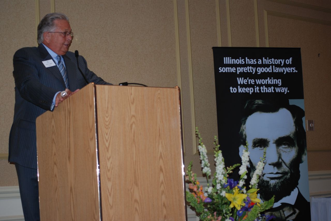 Outgoing ISBA President Jack Carey gives his closing remarks