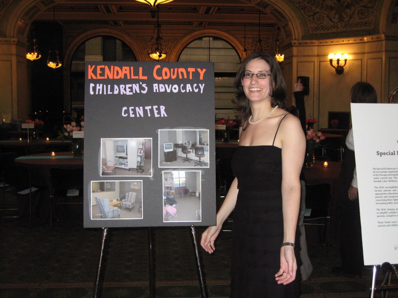 Summer Soiree co-chair Debra Liss with Kendall County charity chart