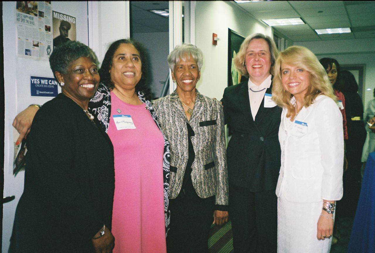 Officers and Board Members of the Chicago Alumni Chapter of Phi Alpha Delta Law Fraternity congratulate fellow member, Hon. Arnette R. Hubbard, on her receipt of the ABA's Margaret Brent Award at a pre-award reception (from left): Mary A. Melchor, Hon. Julie-April Montgomery, Hon. Arnette R. Hubbard, Sharon Hunt, Michele M. Jochner