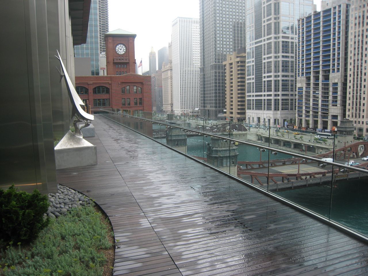 This is the 6th floor terrace overlooking the Chicago River. Access is just off the lobby.