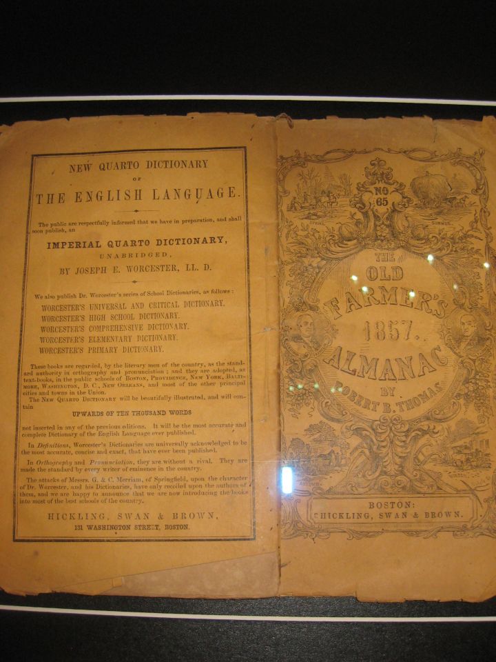 Farmers Almanac from 1857 similar to one used by Lincoln to disprove key witness.