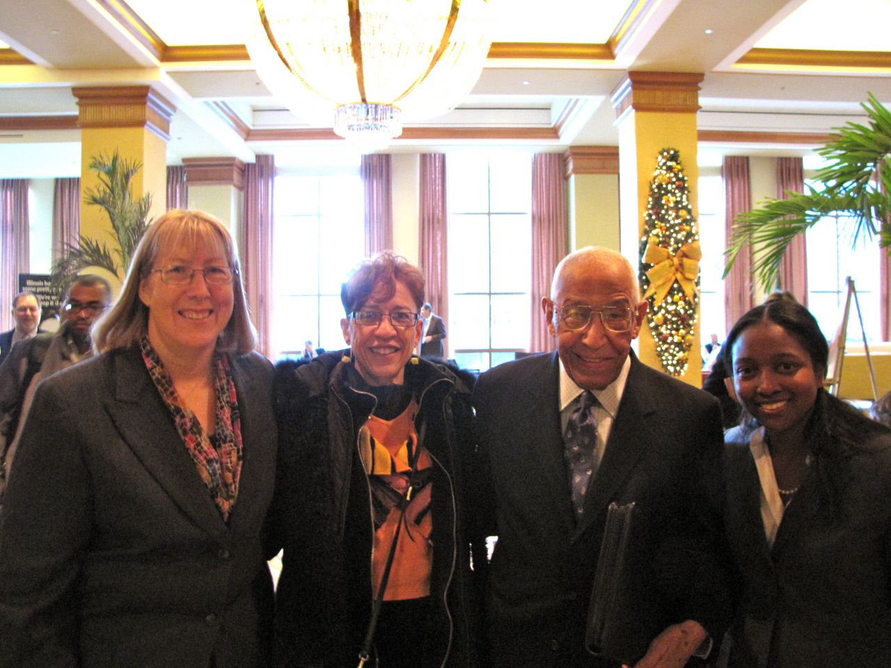 From left (click to enlarge): SIU Professor Alice Noble-Allgire, Judge Leighton's daughter, Barbara Whitfield, Judge Leighton and McHenry County Assistant State's Attorney Jameika Mangum