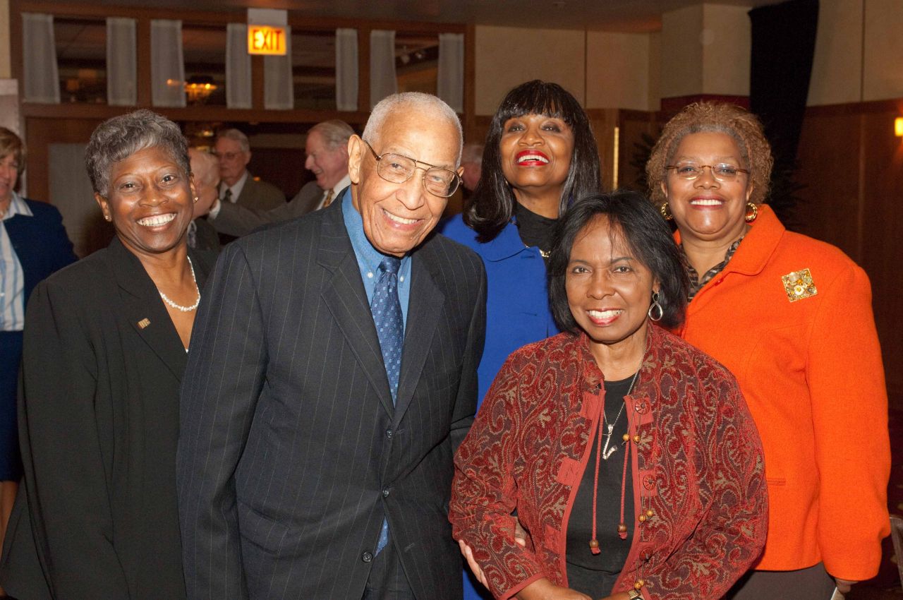 Mary Melchor (from left), Judge Leighton, Judge Jacqueline Cox, Judge Blanche Manning, Rita Fry.