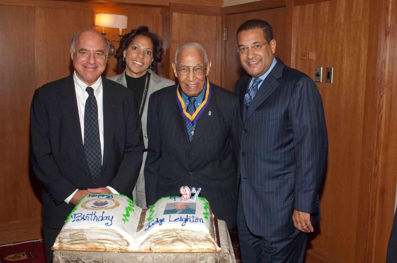 Judge Leighton with members of his firm, Neal & Leroy, where he is Of Counsel: Mike Leroy, Jeanette Sublett, Judge Leighton, Langdon Neal