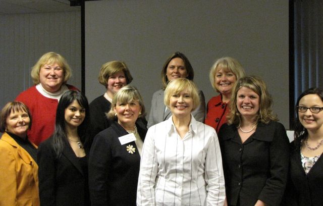 (Click photo for full view) First row (from left): Mary Petruchius, Shital Patel, Paula Holderman, event speaker, Delilah Flaum event speaker, Diana Law and Emily Masalski; Back row (from left): Sandra Blake, Annmarie Kill, Janice Boback and Sandra Crawford.