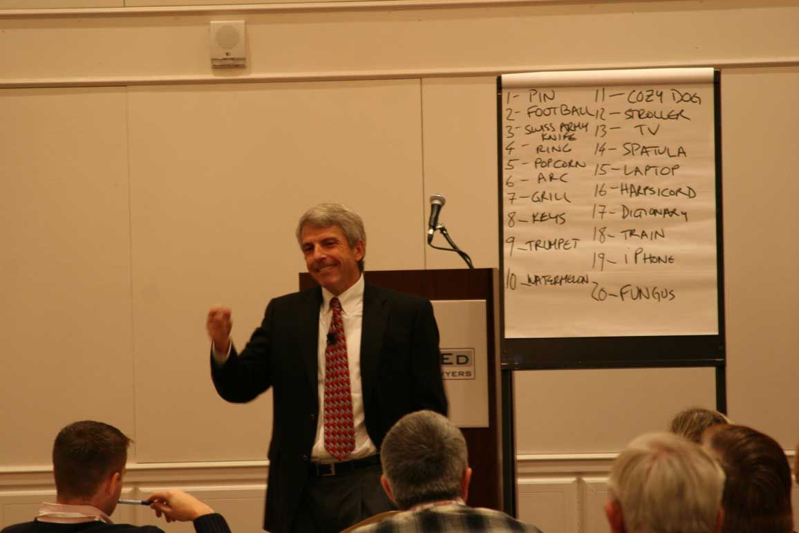 Paul Mellor teaches the crowd how to build a better memory during Friday's Plenary Session.