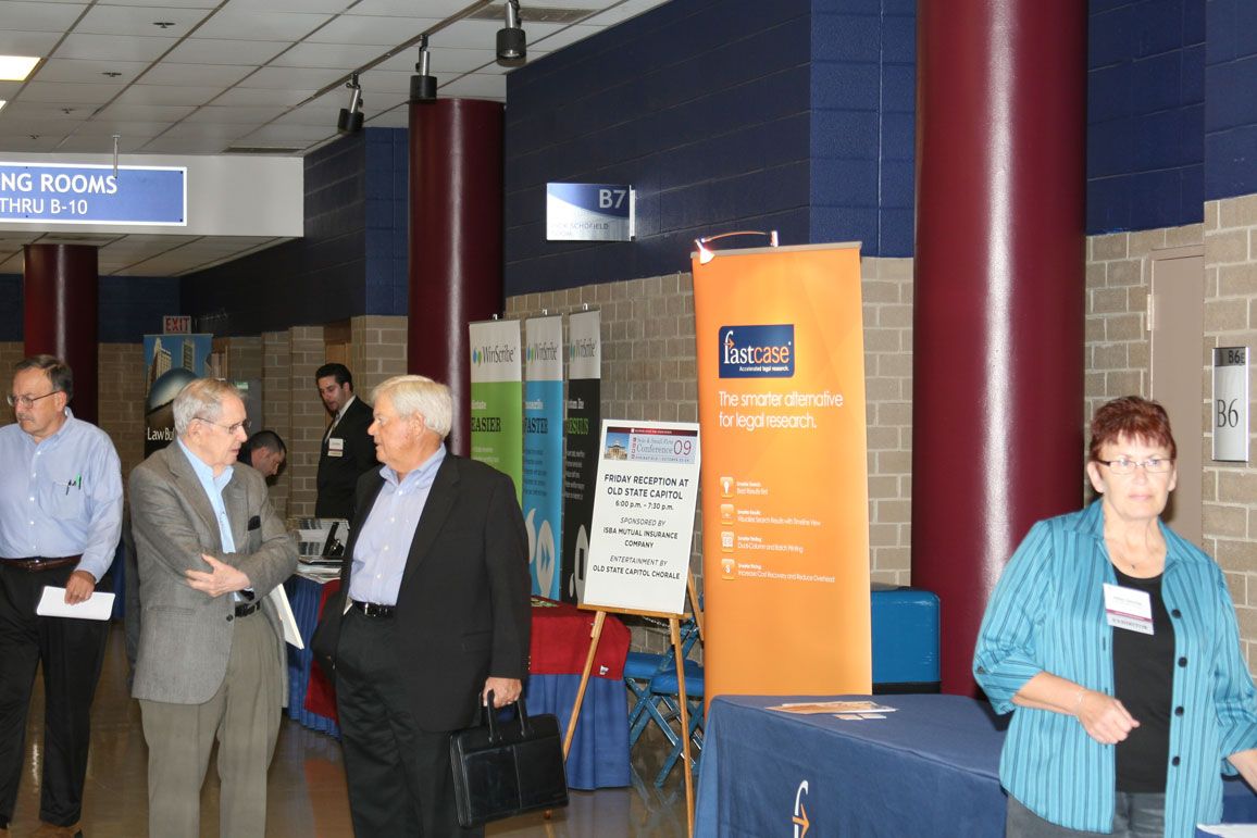 Vendors line the hallway at Springfield's Prairie Capital Convention Center at ISBA's 5th Annual Solo & Small Firm Conference.
