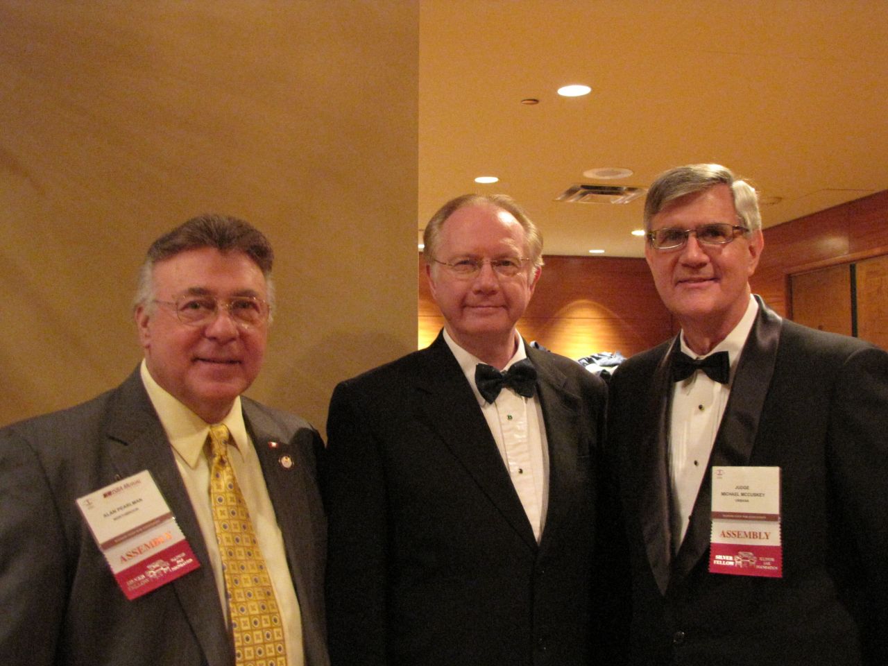 Alan Pearlman (left), State Supreme Court Justice Thomas Kilbride and U.S. Central District Chief Judge Michael McCuskey attend the Opening reception.