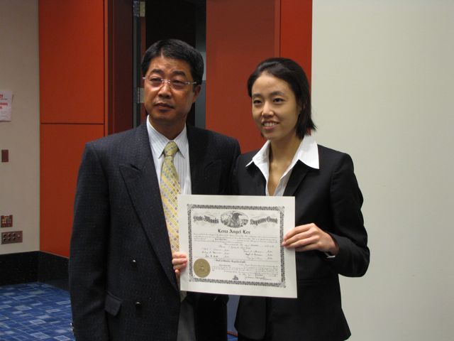 New admittee Lena Lee with her father