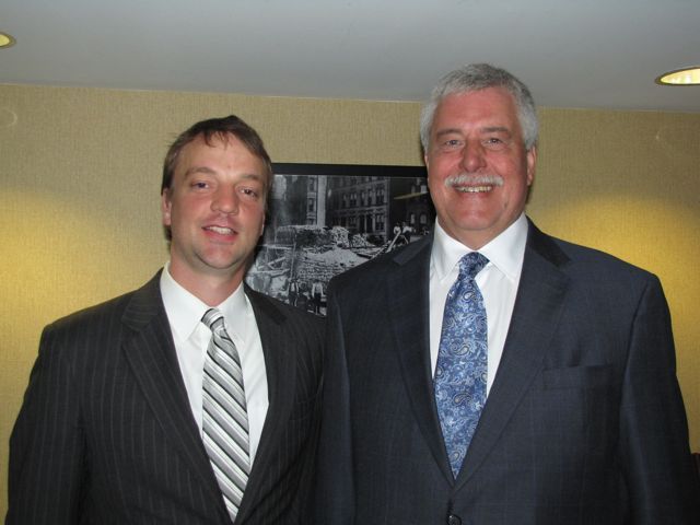 New admittee August Appleton and his father, Illinois Appellate Justice Thomas R. Appleton - who presented the motion for admission on behalf of the class