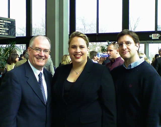 ISBA 2nd Vice President John Thies with new admittee Maggie Callaghan and her husband, Rory 