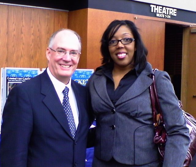 ISBA 2nd Vice President John Thies with new admittee Angelina Clarke Smith of Naperville