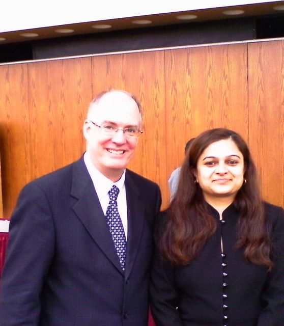 ISBA 2nd Vice President John Thies with new admittee Avani Patel of Downers Grove
