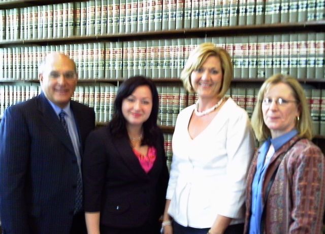 ISBA President Mark D. Hassakis, new admittee Jacquelyn Rae of New Lenox, Appellate Justice Mary O'Brien and new admittee Barbara Starke Tishuk of Homer Glen