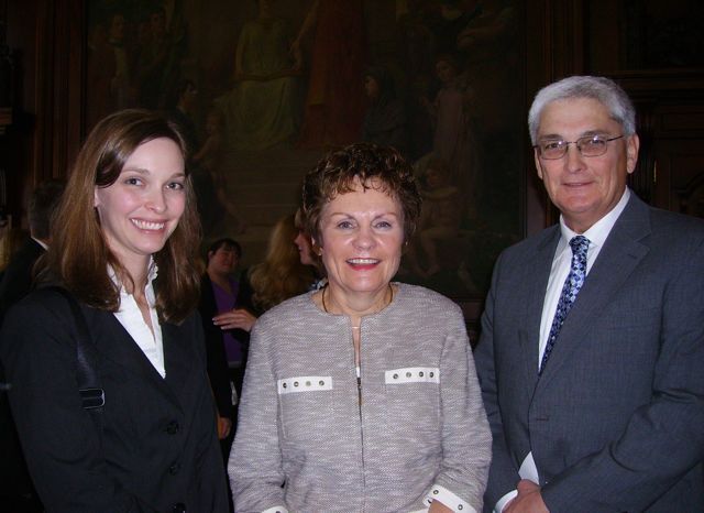 New admittee Amelia S. Buragas of Wisconsin with Illinois Supreme Court Justice Rita Garman and ISBA member and admission ceremony speaker David V. Dorris