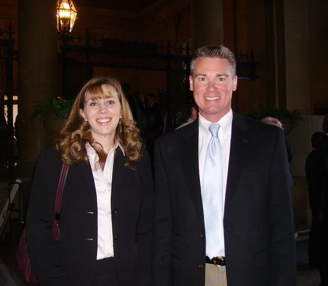 New admittee Ashley D. DeFilippo with Randy Cox of Feldman Wasser Draper & Cox. DeFilippo is a new associate at the firm.