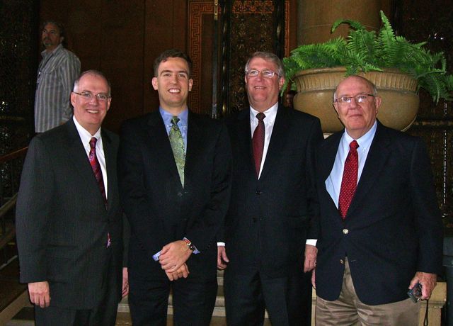 Three generations of Thies lawyers: ISBA 2nd Vice President John Thies, new admittee Daniel Thies, Daniel's father and ISBA member David Thies and ISBA Past President Richard Thies