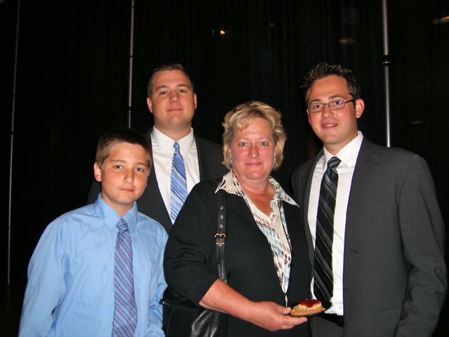New admittee Paul Gantner (right) of St. Louis with his family, Tom, Tim and Anne Gantner.