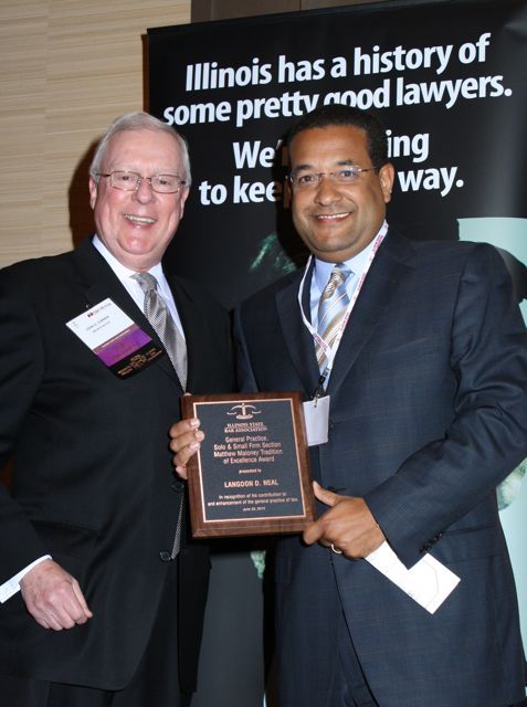 ISBA President John O'Brien and Matthew Maloney Tradition of Excellence Award winner Langdon Neal