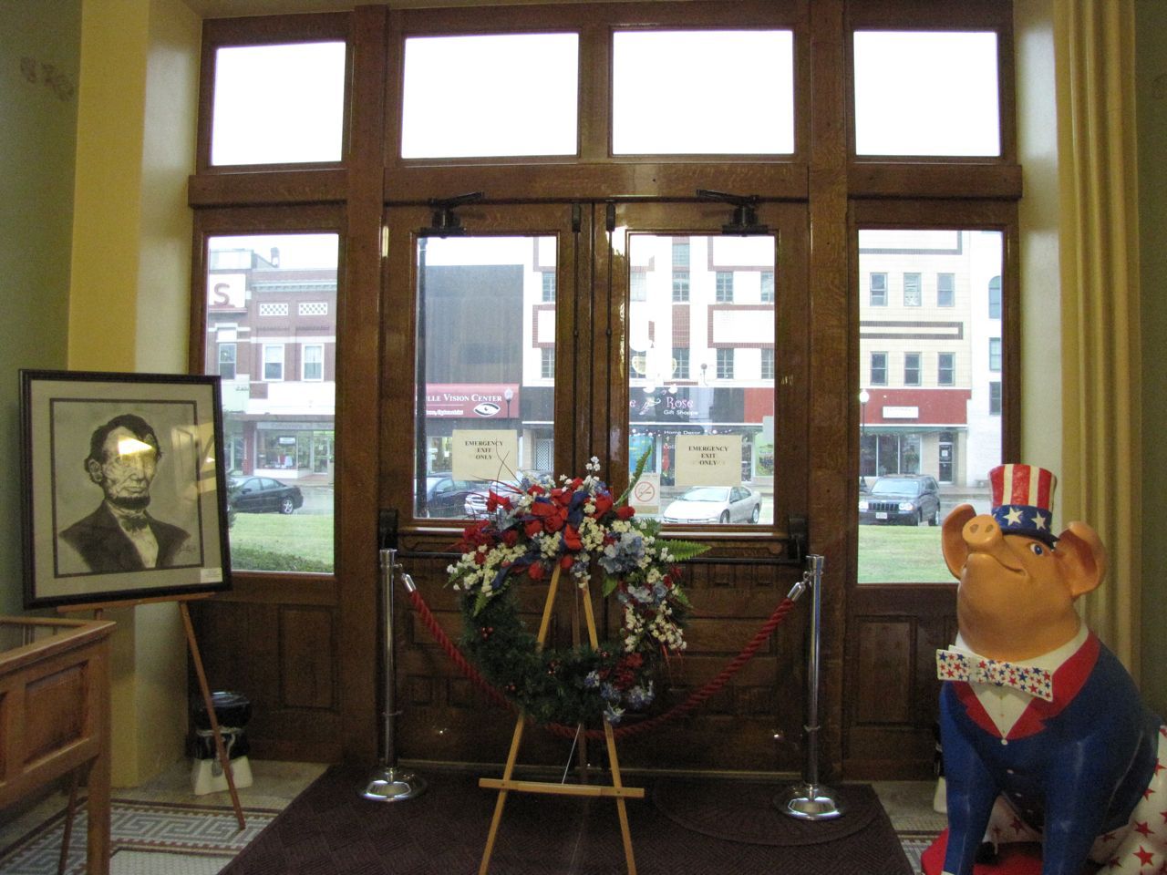 The doors in the Lincoln Wing were replaced after someone accidentally drove through them.