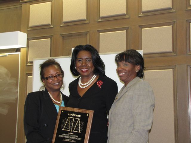 Buford  and Perkins present a Law Day award to Dorothy Brown.