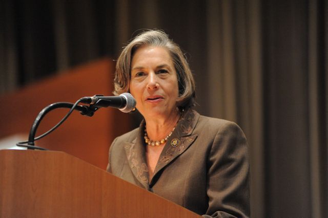 Congresswoman Jan Schakowsky spoke of her own recent travels to Haiti after the disaster.