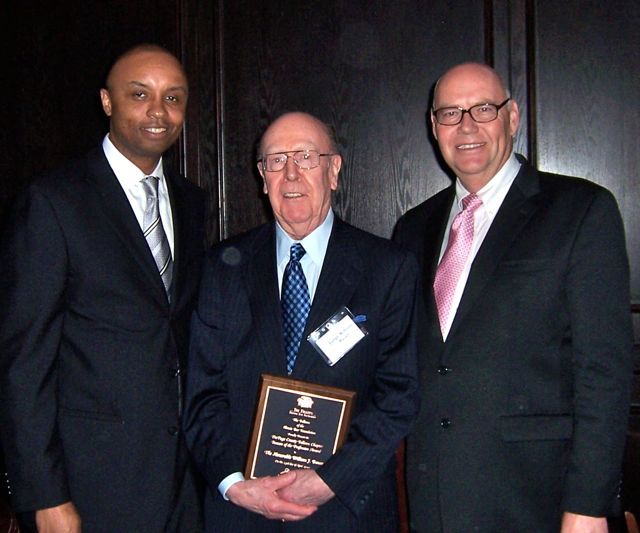 IBF President Vince Cornelius, honoree Judge William Bauer and James Holderman, chief judge of the U.S. District Court for the Northern District of Illinois
