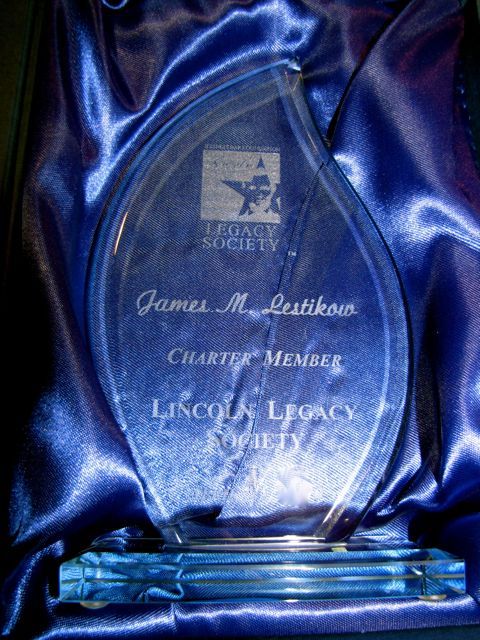 The Lincoln Legacy Society commemorative plaque