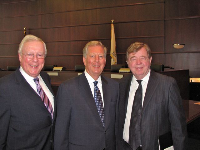 ISBA President John O'Brien, ISBA Mutual President Jon DeMoss and Justice Miller