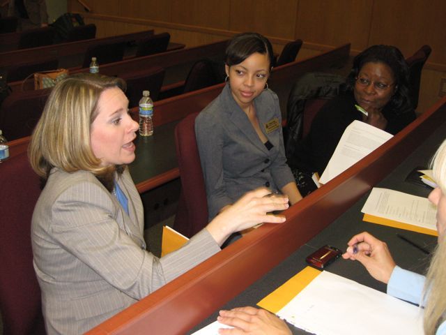 NIU College of Law students prepare a presentation
