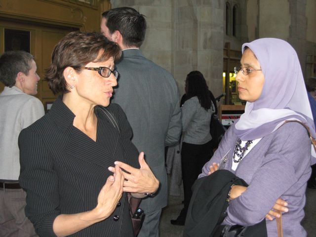 NIU College of Law Dean Jennifer Rosato speaks with Amina A. Saeed, Vice-Chair of the Standing Committee on Racial & Ethnic Minorities and the Law.