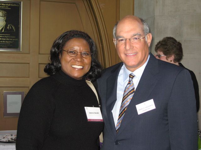 NIU law student Leara Harvell and ISBA President-elect Mark Hassakis