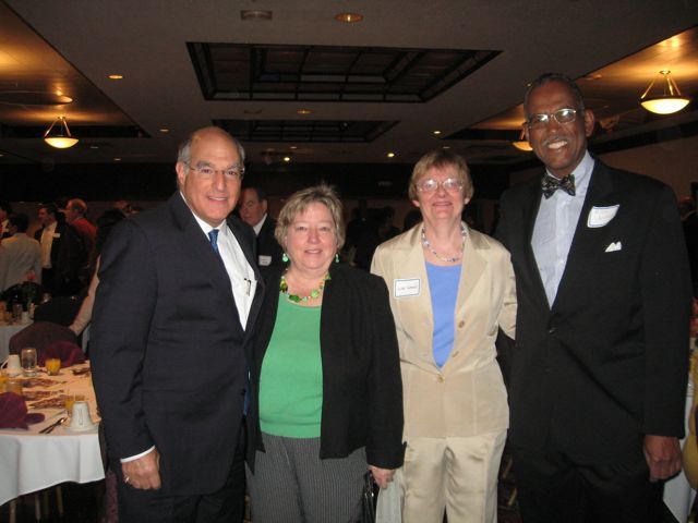 ISBA President-elect Mark Hassakis, Mary Ann Hatch, Lois Wood, executive director of Land of Lincoln Legal Assistance Foundation, and Circuit Judge Milton Wharton.