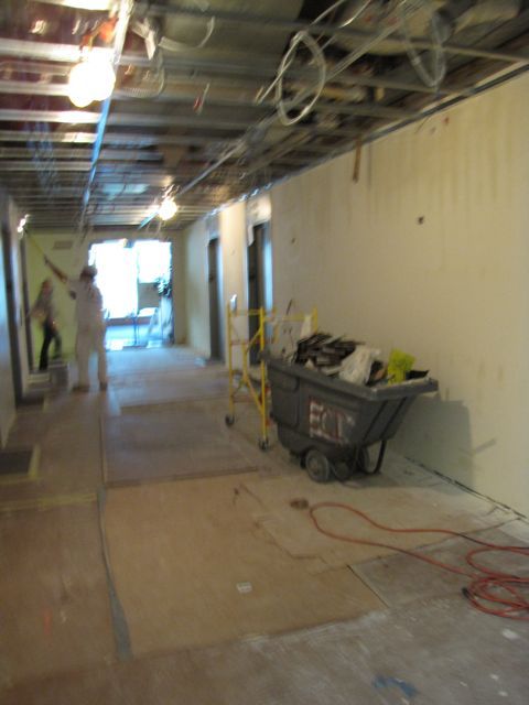 Demolition of the elevator lobby is complete and its makeover has begun.