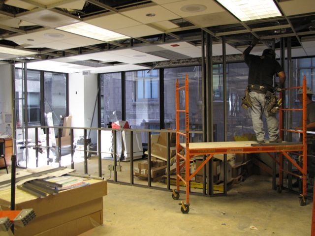 The CLE studio is beginning to take shape at the west side of the training room.